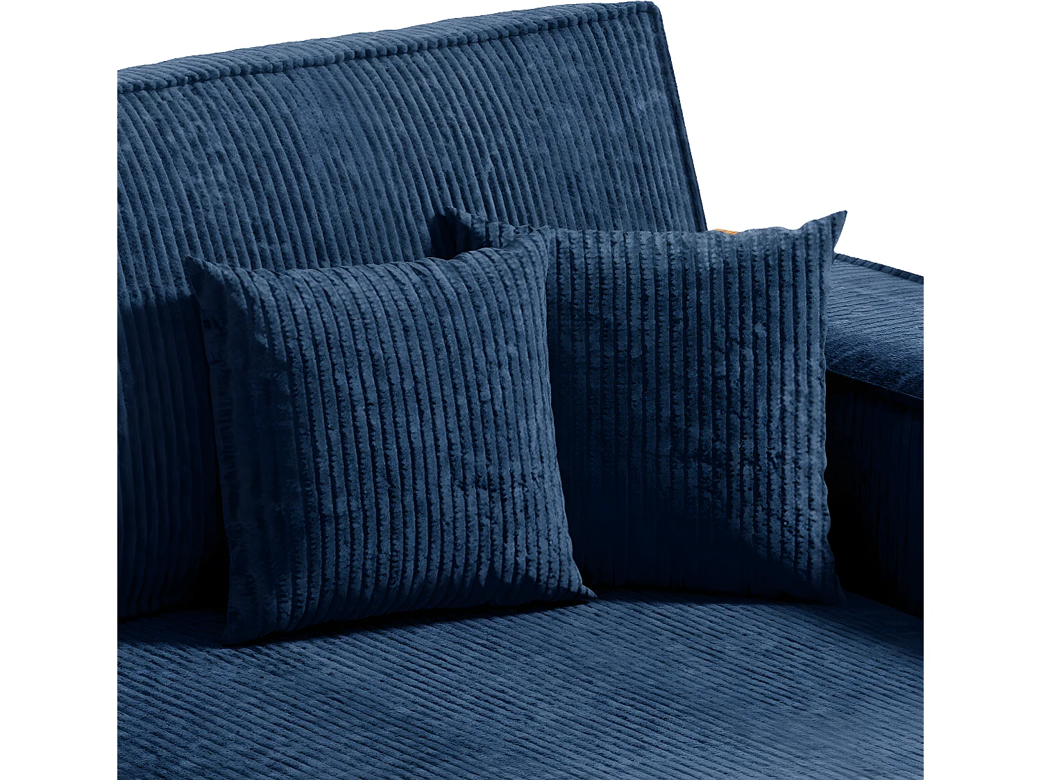 Canapé d'angle réversible et convertible 3 places avec coffre Isaac Mini velours côtelé Bleu