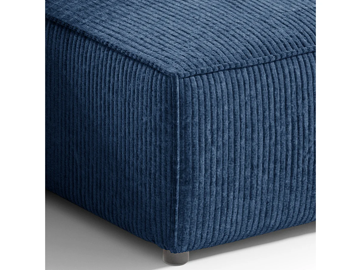 Canapé d'angle réversible et convertible 3 places avec coffre Isaac Mini velours côtelé Bleu