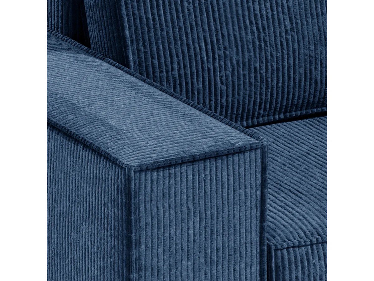 Canapé d'angle réversible et convertible 3 places avec coffre Isaac Mini velours côtelé Bleu