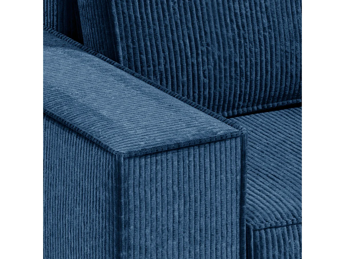 Canapé d'angle convertible 3 places avec coffre en velours bleu