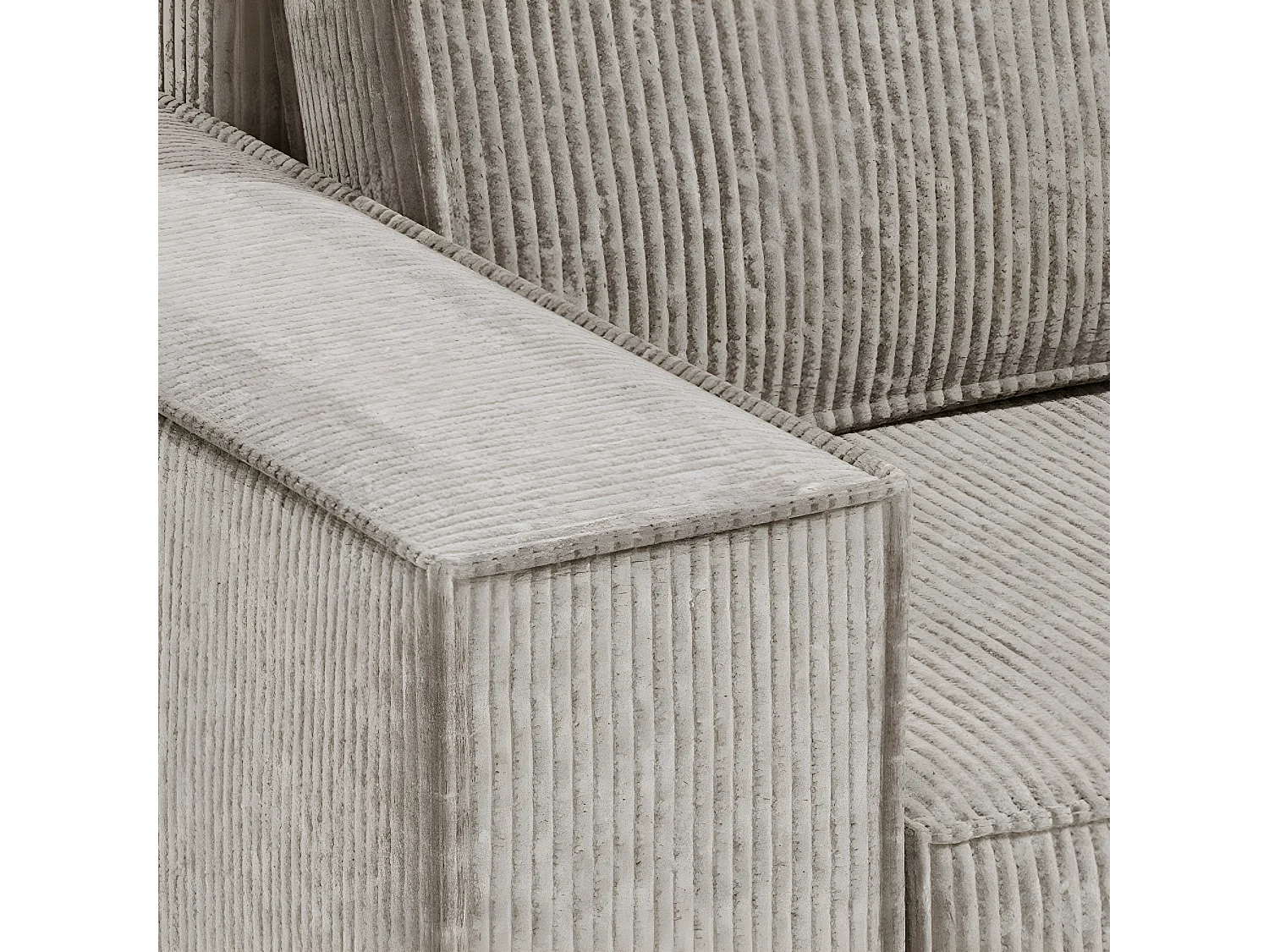 Canapé d'angle réversible et convertible 3 places avec coffre Isaac Mini velours côtelé Taupe