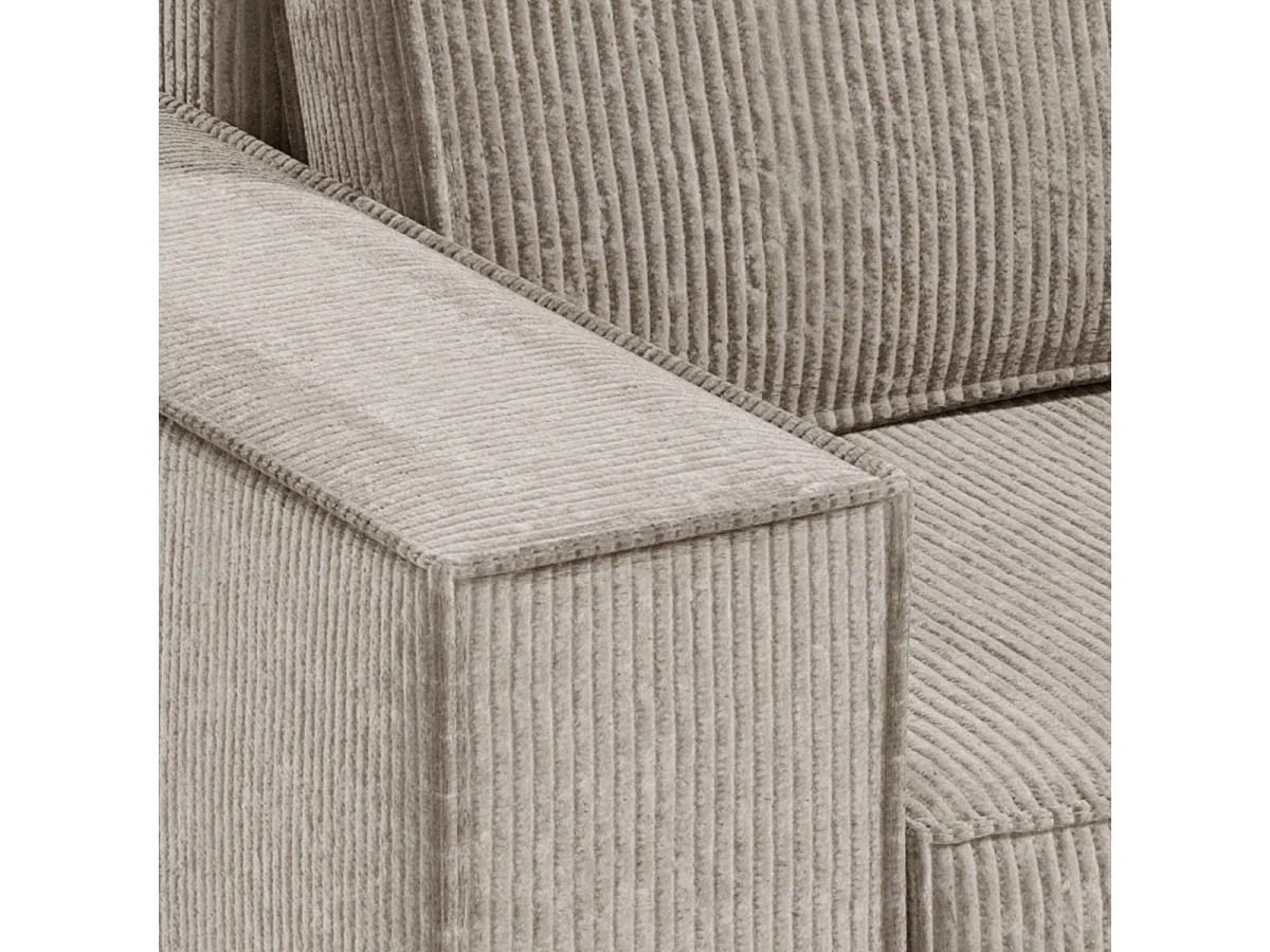 Canapé d'angle réversible et convertible 3 places avec coffre Isaac Mini velours côtelé Taupe