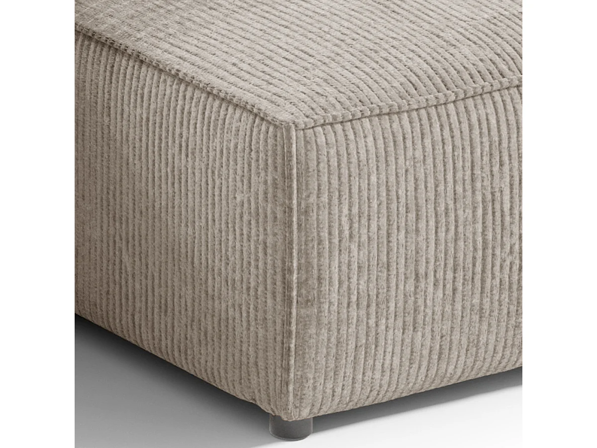 Canapé d'angle réversible et convertible 3 places avec coffre Isaac Mini velours côtelé Taupe