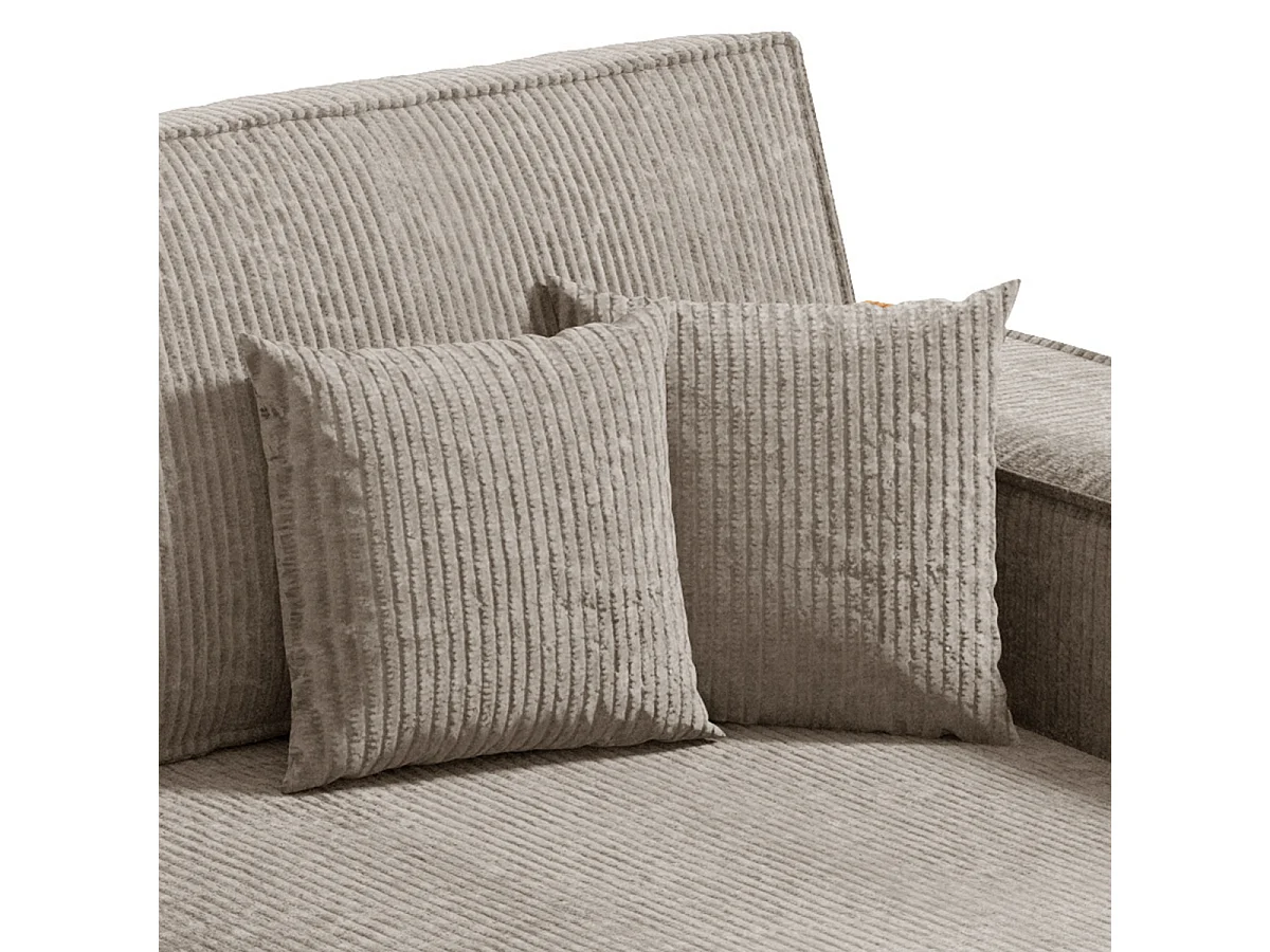 Canapé d'angle réversible et convertible 3 places avec coffre Isaac Mini velours côtelé Taupe