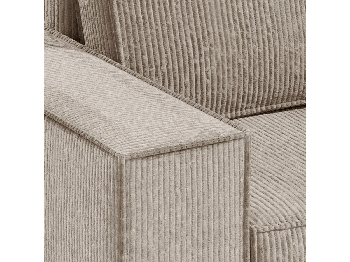 Canapé d'angle convertible 3 places avec coffre en velours taupe