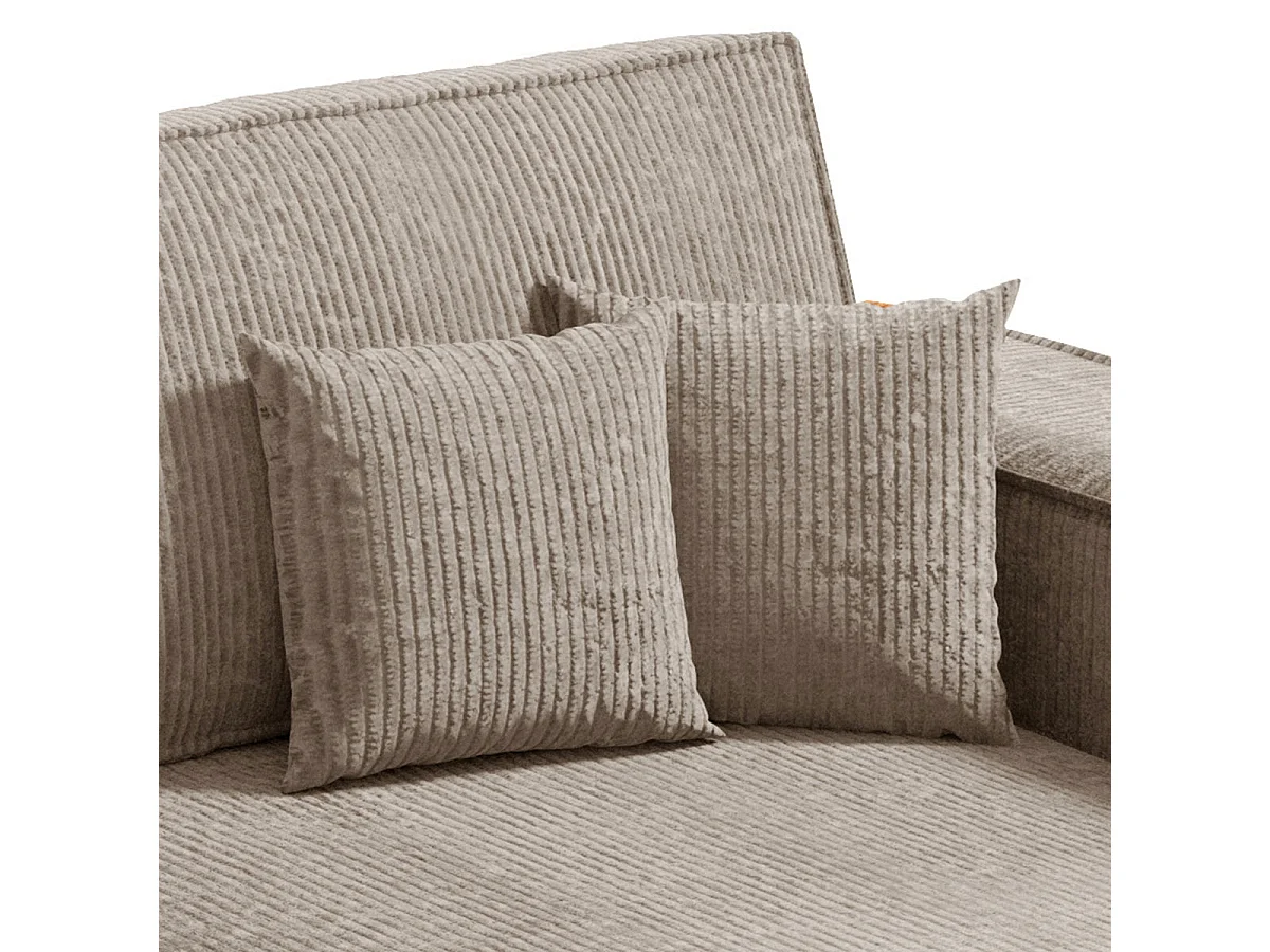 Canapé d'angle convertible 3 places avec coffre en velours taupe