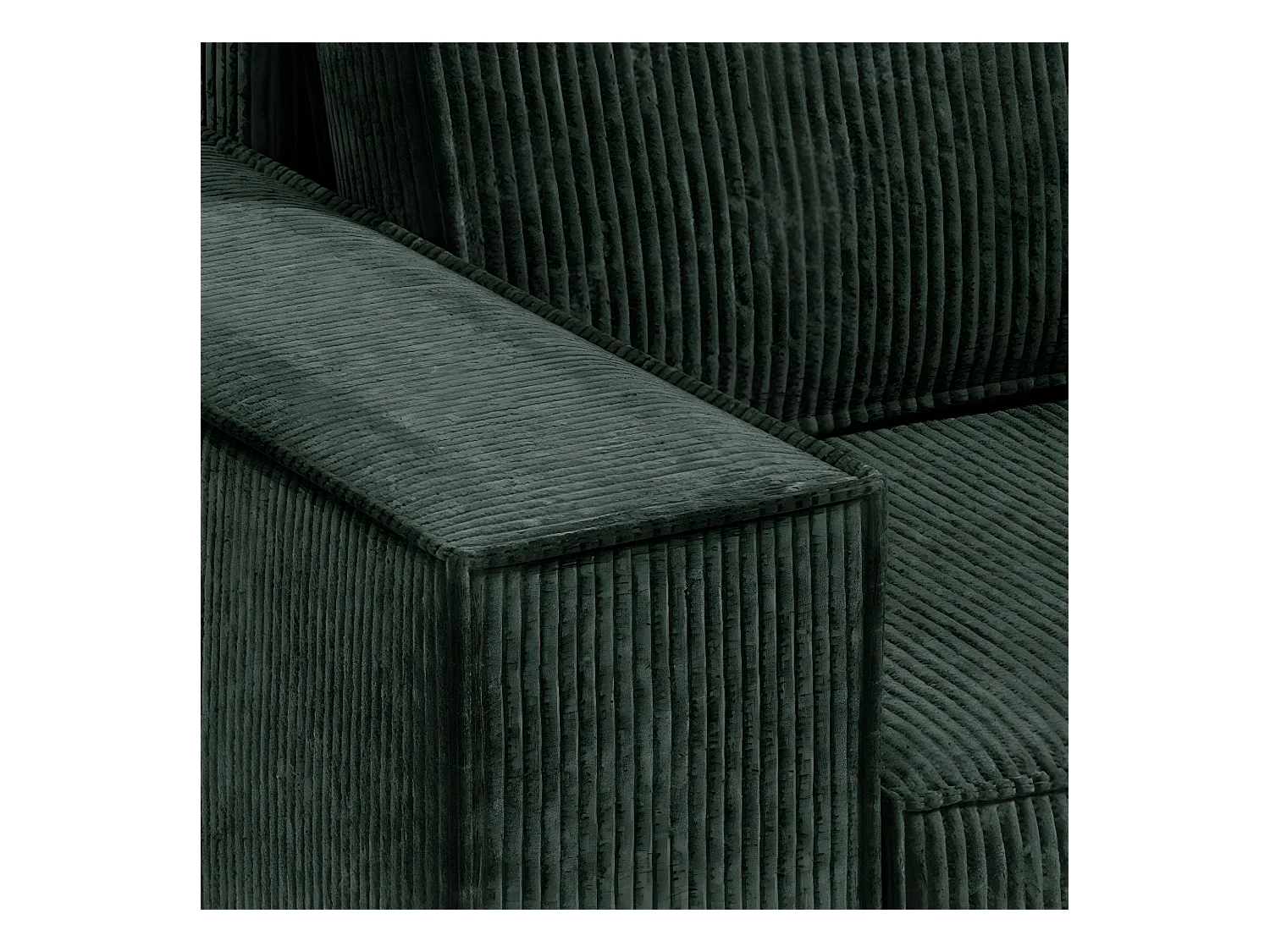 Canapé d'angle réversible et convertible 3 places avec coffre Isaac Mini velours côtelé Vert sapin