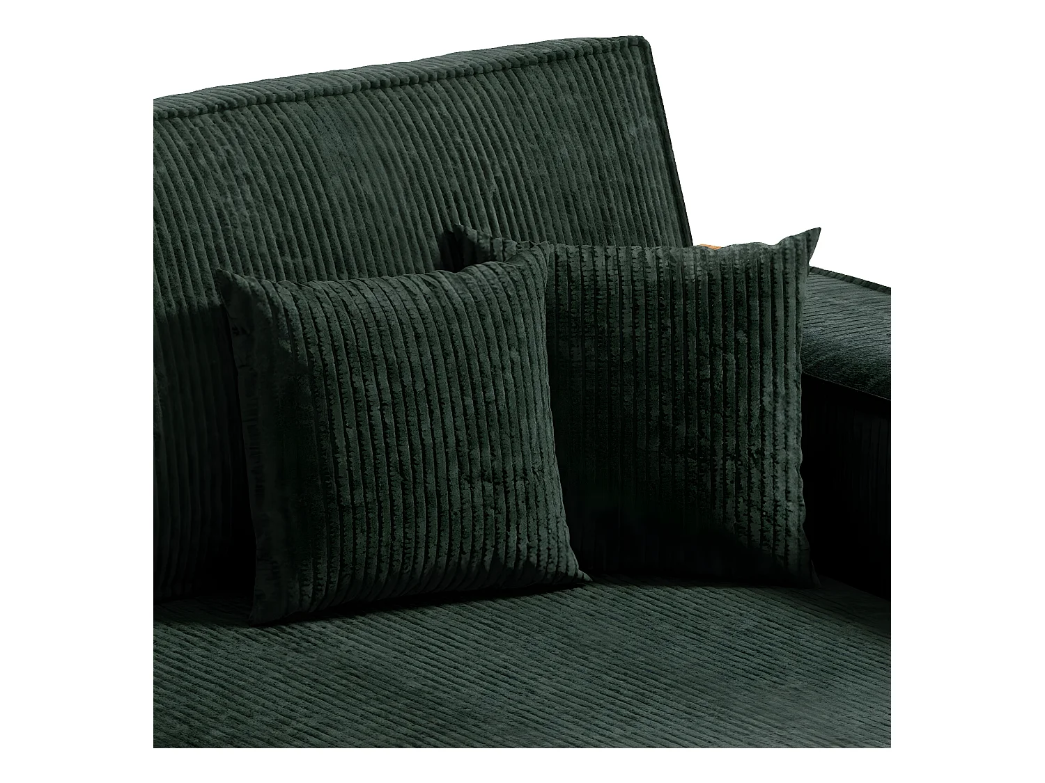 Canapé d'angle réversible et convertible 3 places avec coffre Isaac Mini velours côtelé Vert sapin