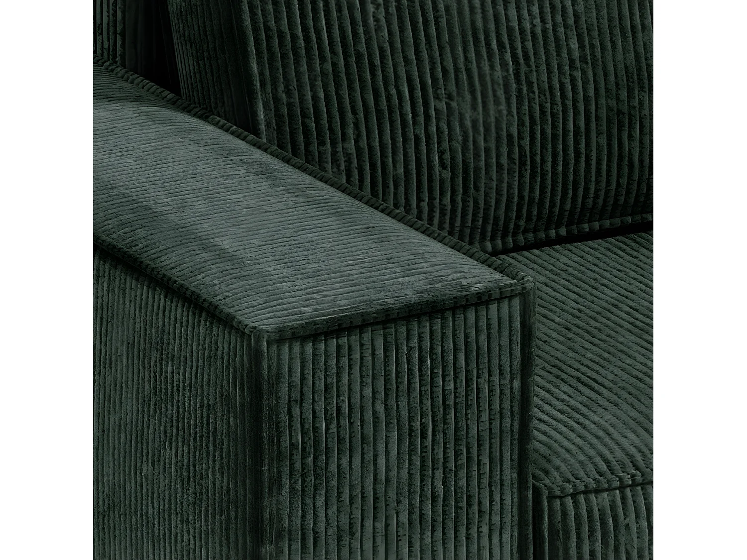 Canapé d'angle réversible et convertible 3 places avec coffre Isaac Mini velours côtelé Vert sapin