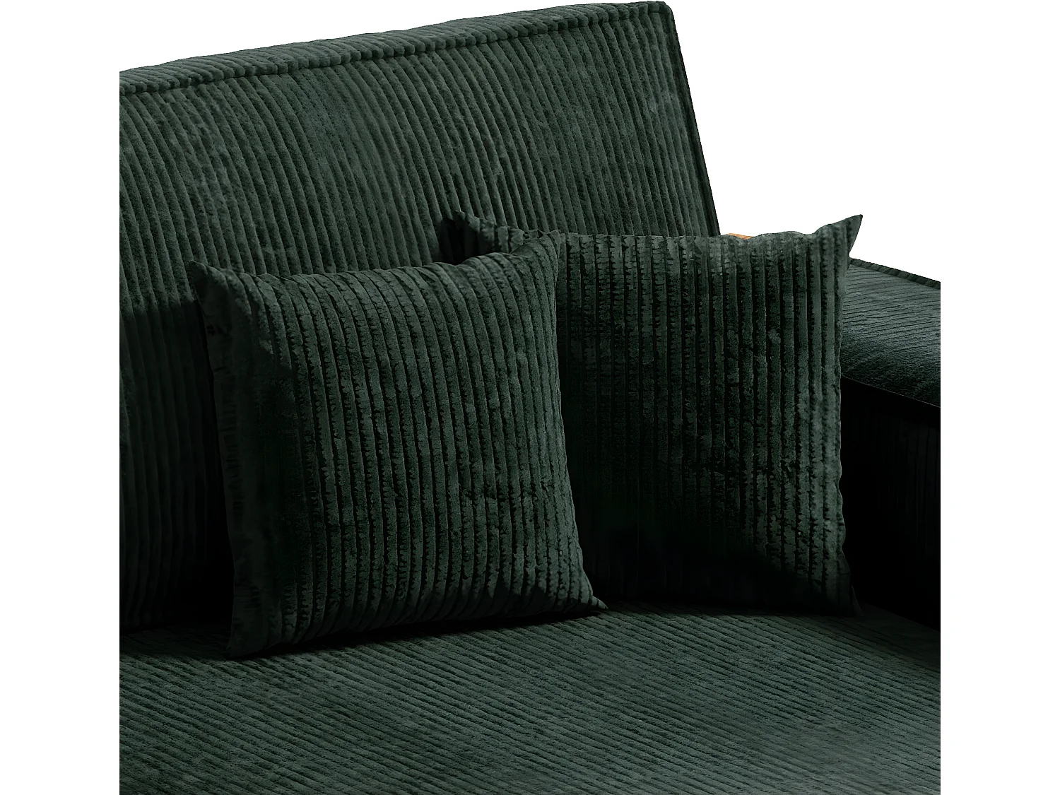 Canapé d'angle réversible et convertible 3 places avec coffre Isaac Mini velours côtelé Vert sapin