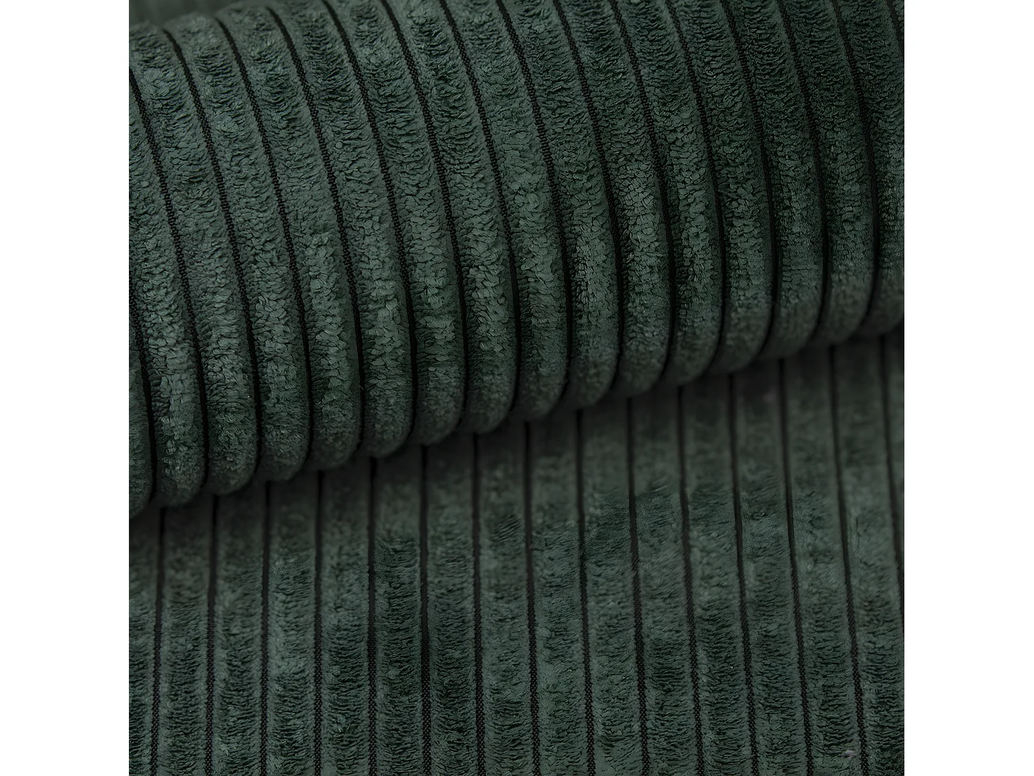 Canapé d'angle réversible et convertible 3 places avec coffre Isaac Mini velours côtelé Vert sapin