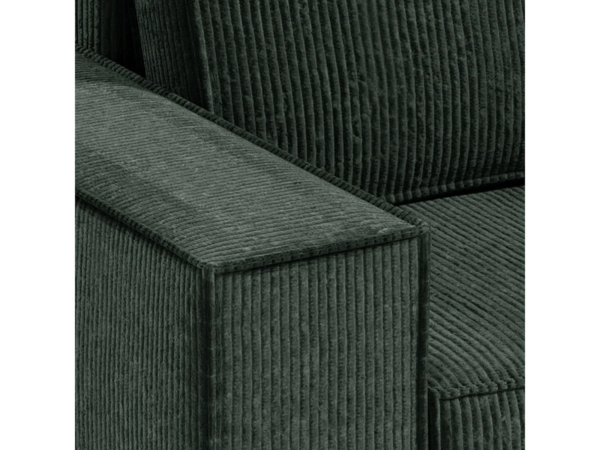 Canapé d'angle réversible et convertible 3 places avec coffre Isaac Mini velours côtelé Vert sapin