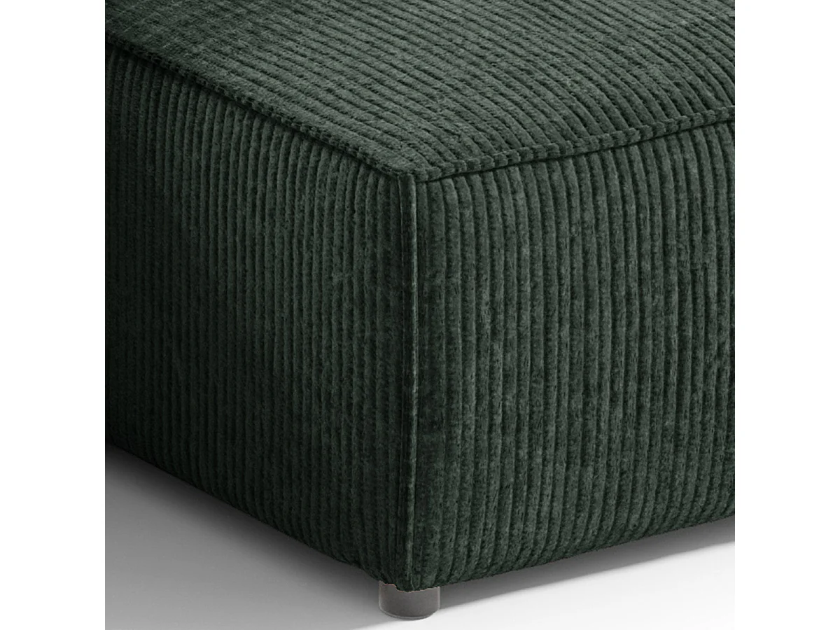 Canapé d'angle réversible et convertible 3 places avec coffre Isaac Mini velours côtelé Vert sapin