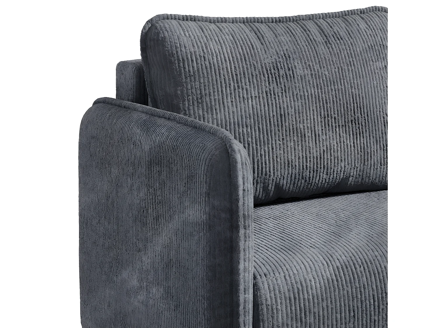 Canapé d'angle convertible 3 places avec coffre en velours gris