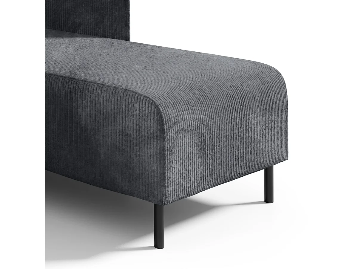 Canapé d'angle convertible 3 places avec coffre en velours gris