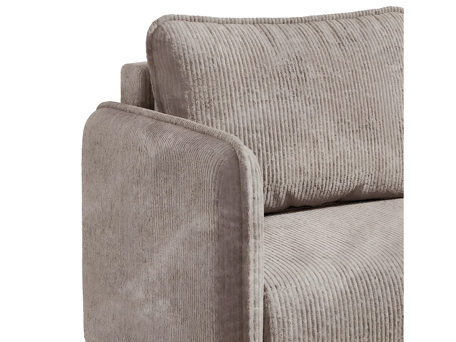 Canapé d'angle réversible et convertible 3 places avec coffre Robin velours côtelé Taupe