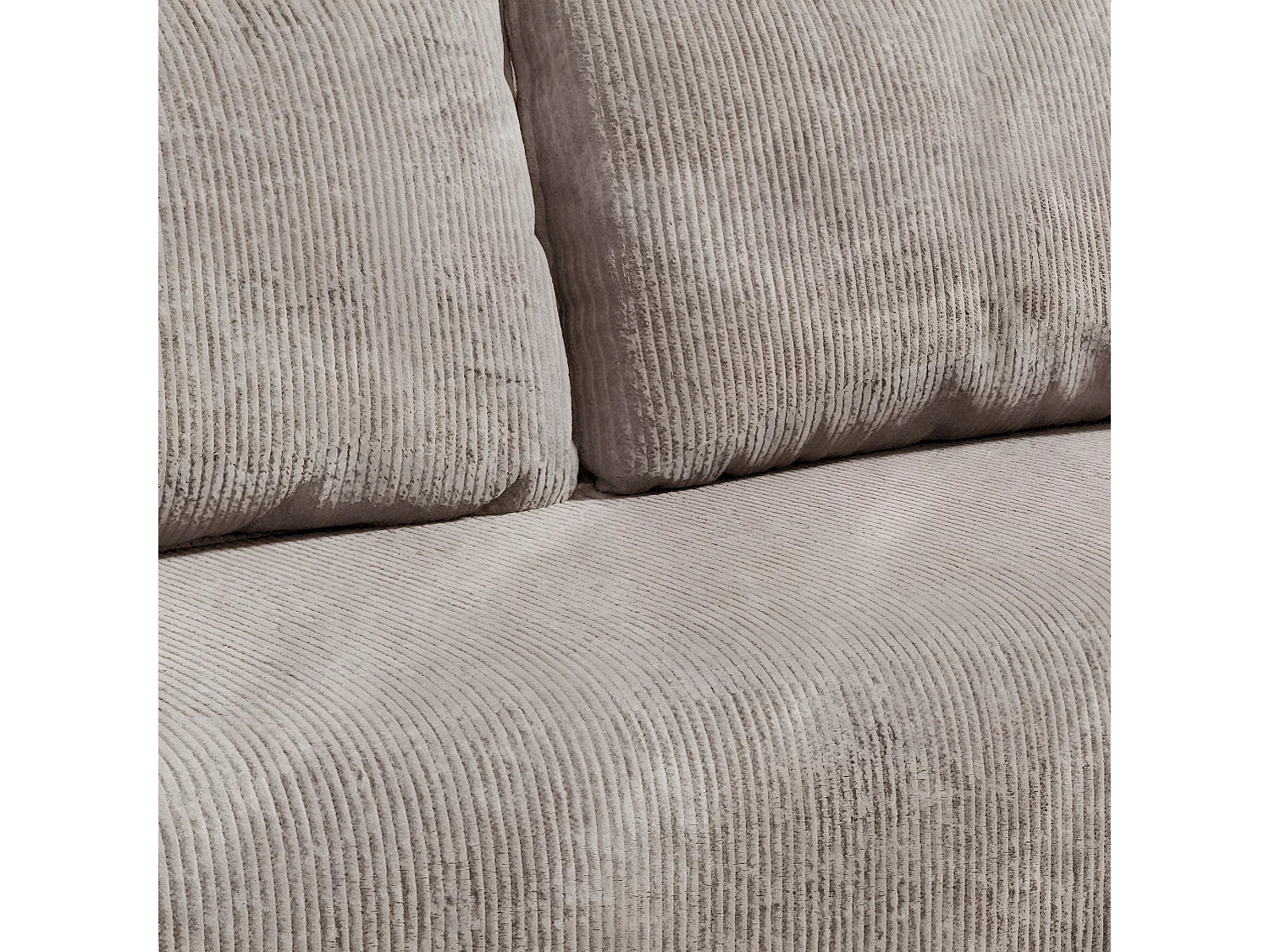 Canapé d'angle réversible et convertible 3 places avec coffre Robin velours côtelé Taupe