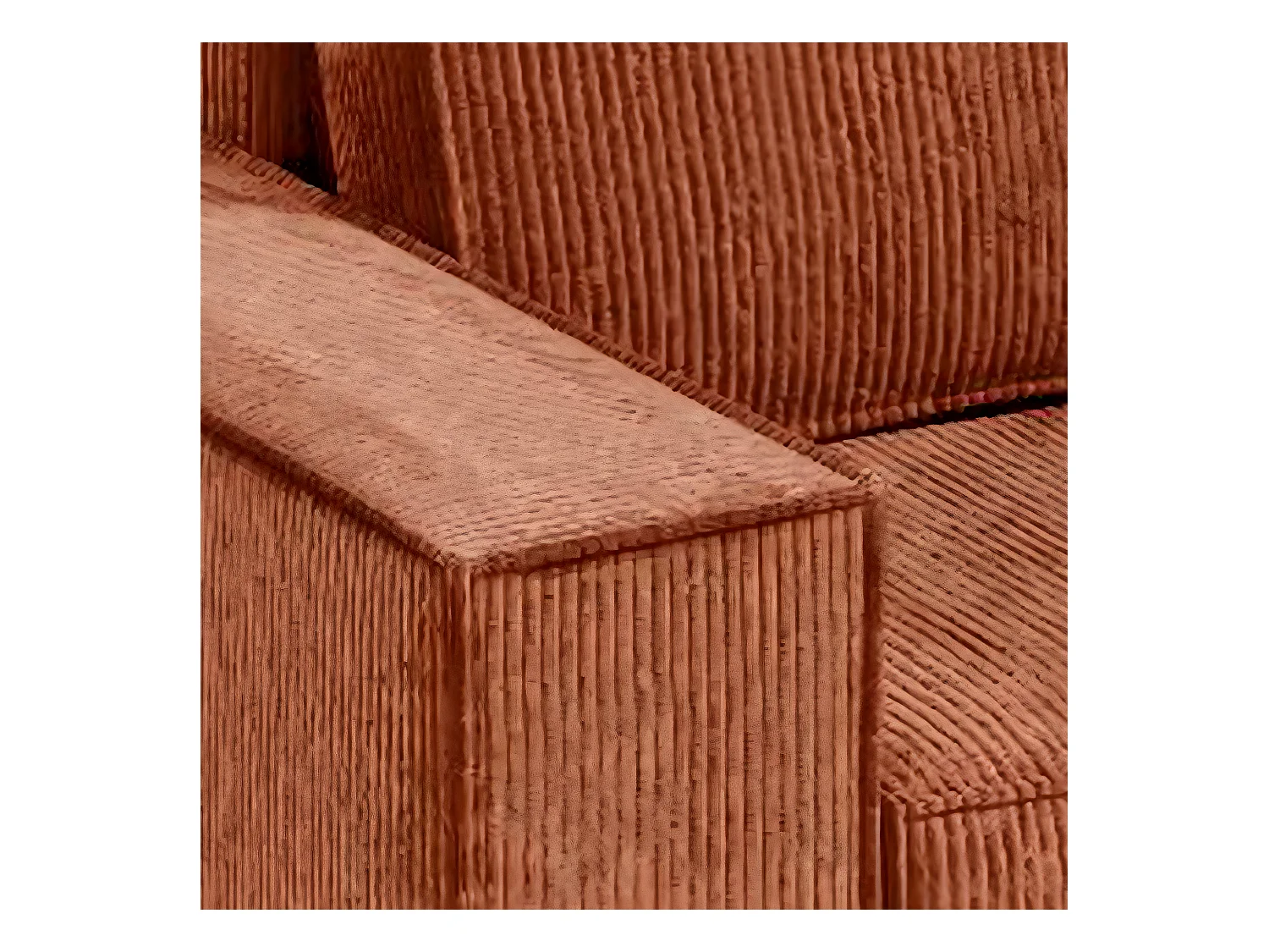 Canapé d'angle réversible et convertible 3 places avec coffre Isaac Mini velours côtelé Orange brique