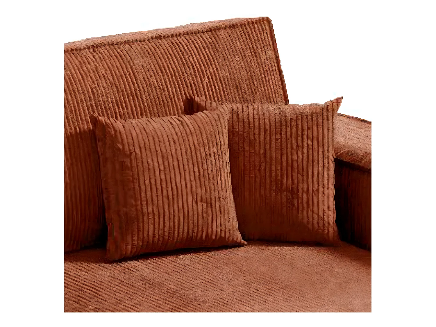 Canapé d'angle réversible et convertible 3 places avec coffre Isaac Mini velours côtelé Orange brique