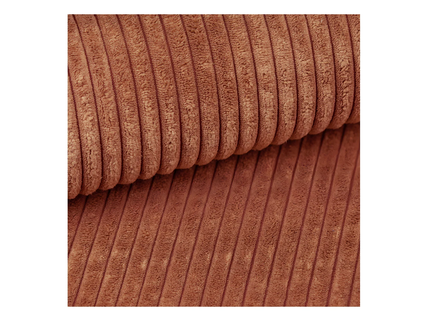 Canapé d'angle réversible et convertible 3 places avec coffre Isaac Mini velours côtelé Orange brique