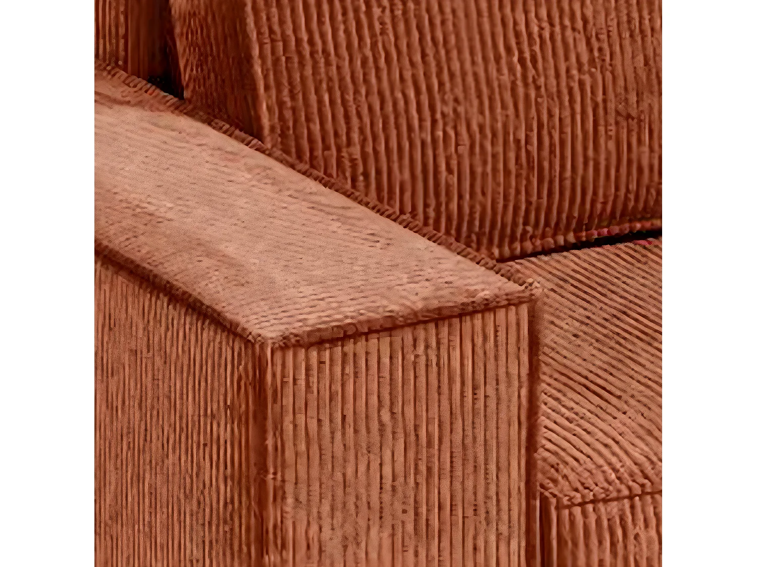 Canapé d'angle réversible et convertible 3 places avec coffre Isaac Mini velours côtelé Orange brique