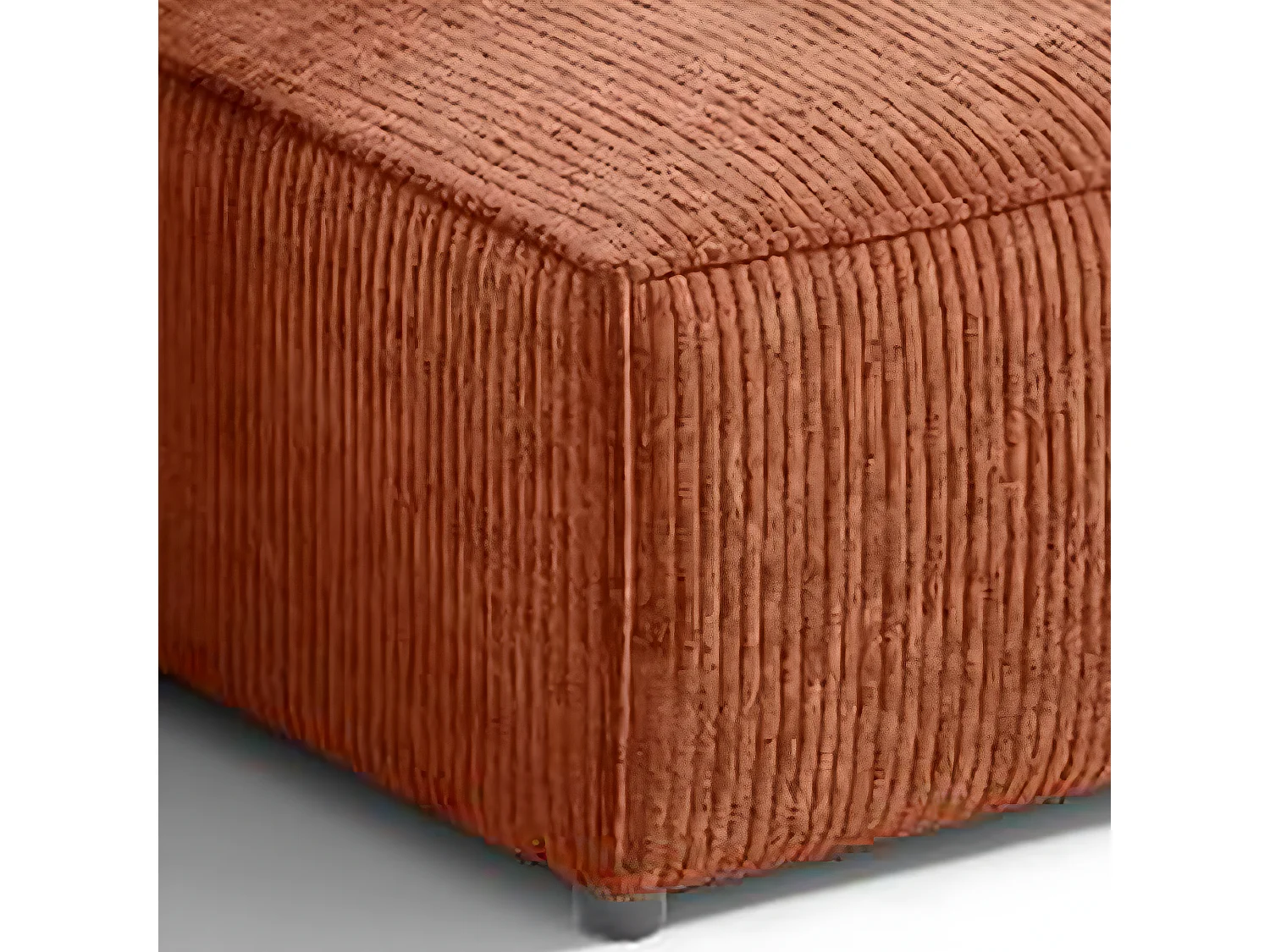 Canapé d'angle réversible et convertible 3 places avec coffre Isaac Mini velours côtelé Orange brique