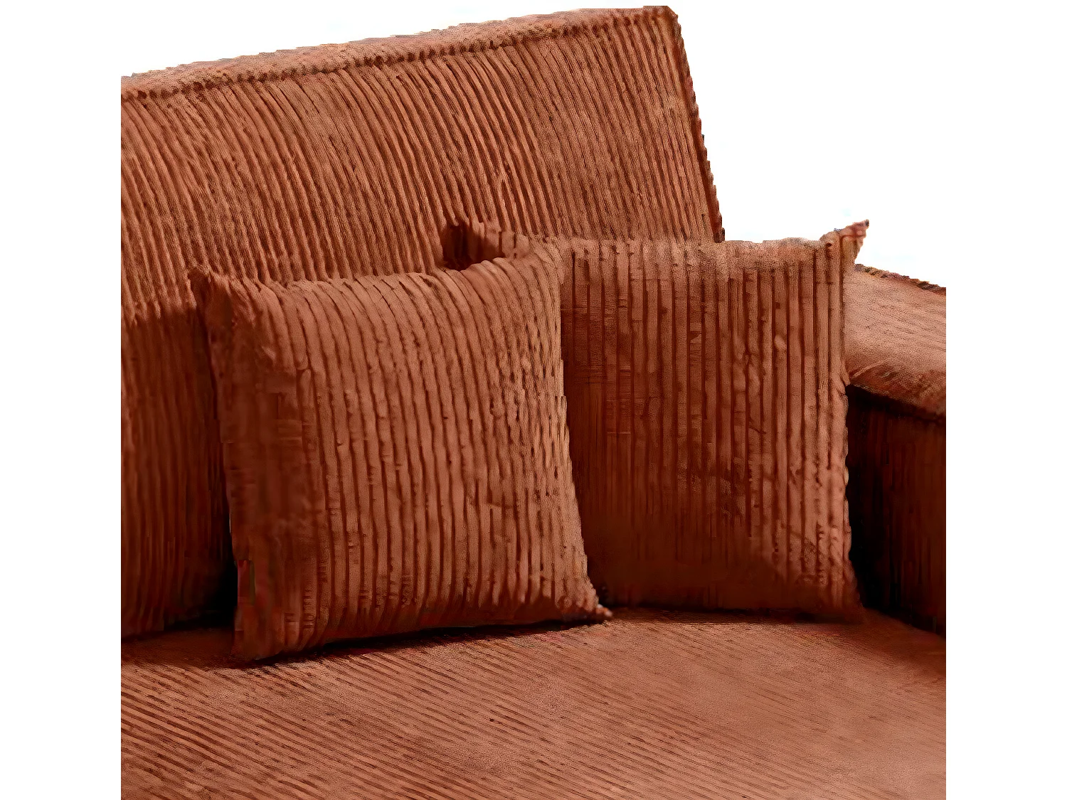 Canapé d'angle réversible et convertible 3 places avec coffre Isaac Mini velours côtelé Orange brique