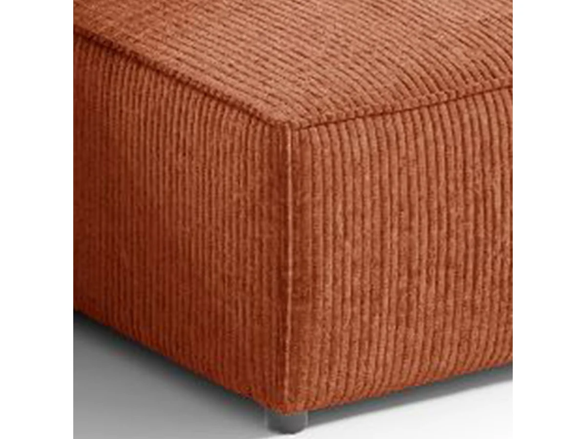 Canapé d'angle réversible et convertible 3 places avec coffre Isaac Mini velours côtelé Orange brique