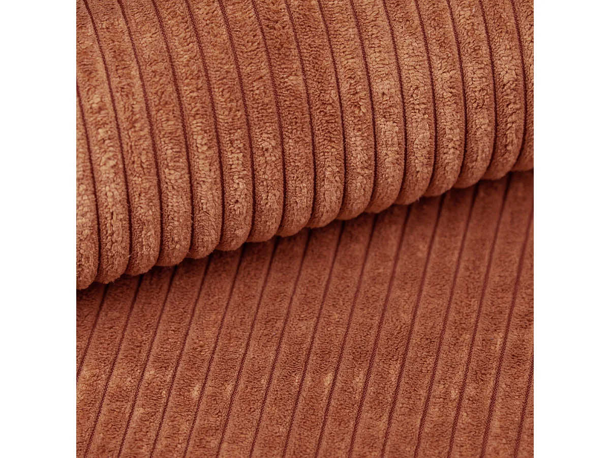 Canapé d'angle réversible et convertible 3 places avec coffre Isaac Mini velours côtelé Orange brique