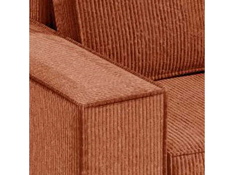 Canapé d'angle réversible et convertible 3 places avec coffre Isaac Mini velours côtelé Orange brique