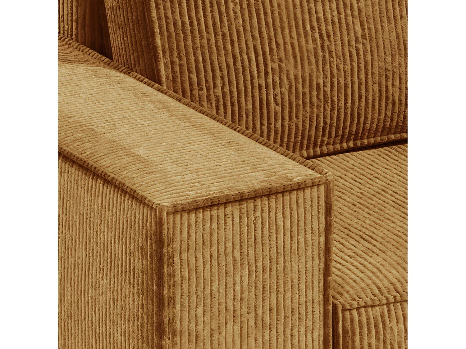 Canapé d'angle réversible et convertible 3 places avec coffre Isaac Mini velours côtelé Jaune