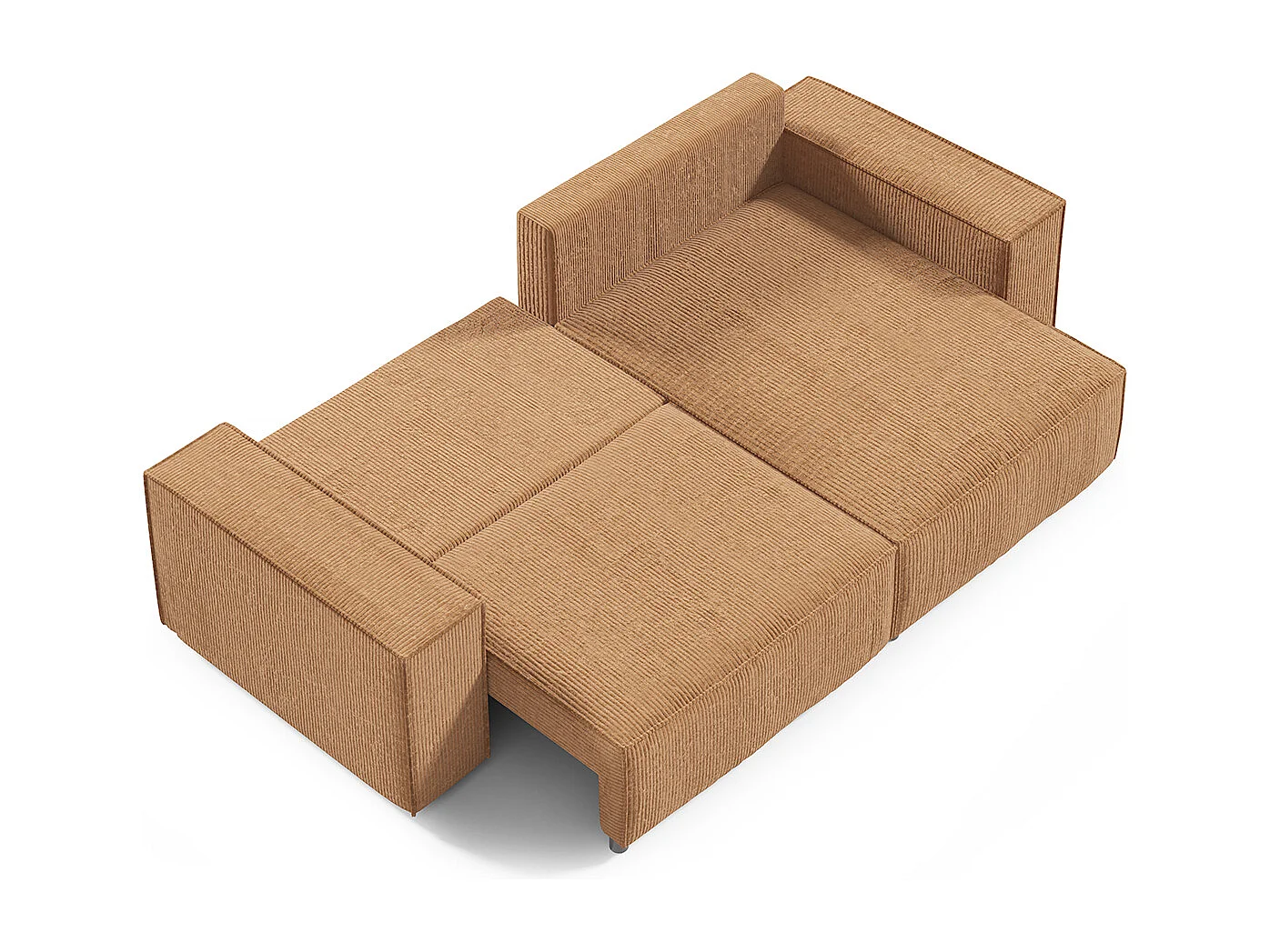 Canapé d'angle réversible et convertible 3 places avec coffre Isaac Mini velours côtelé Jaune