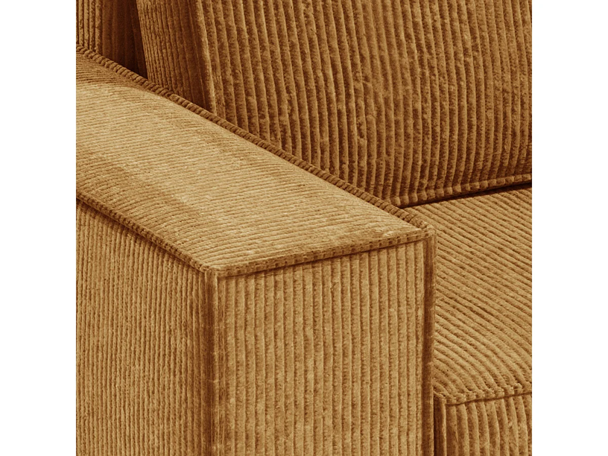 Canapé d'angle réversible et convertible 3 places avec coffre Isaac Mini velours côtelé Jaune