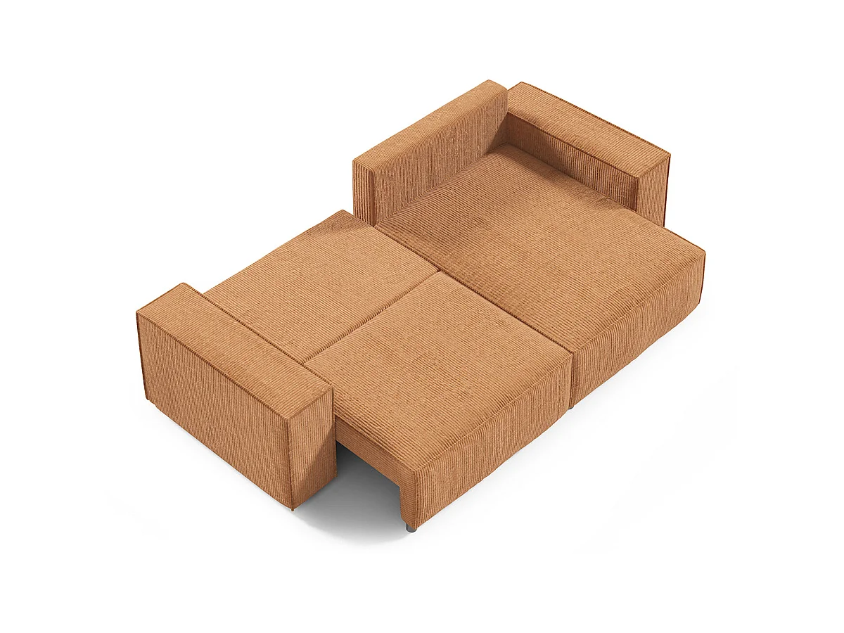 Canapé d'angle convertible 3 places avec coffre en velours jaune