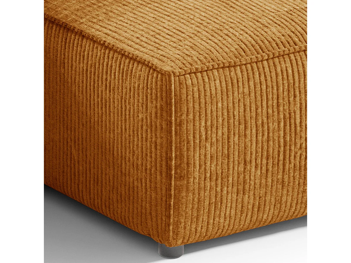 Canapé d'angle convertible 3 places avec coffre en velours jaune