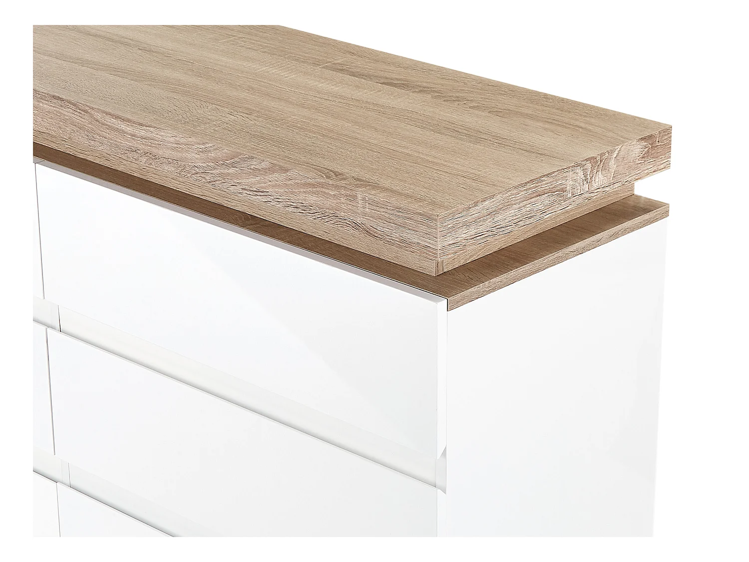 Commode 6 tiroirs - Avec LEDs - MDF - Blanc laqué et naturel - FLARANCIA