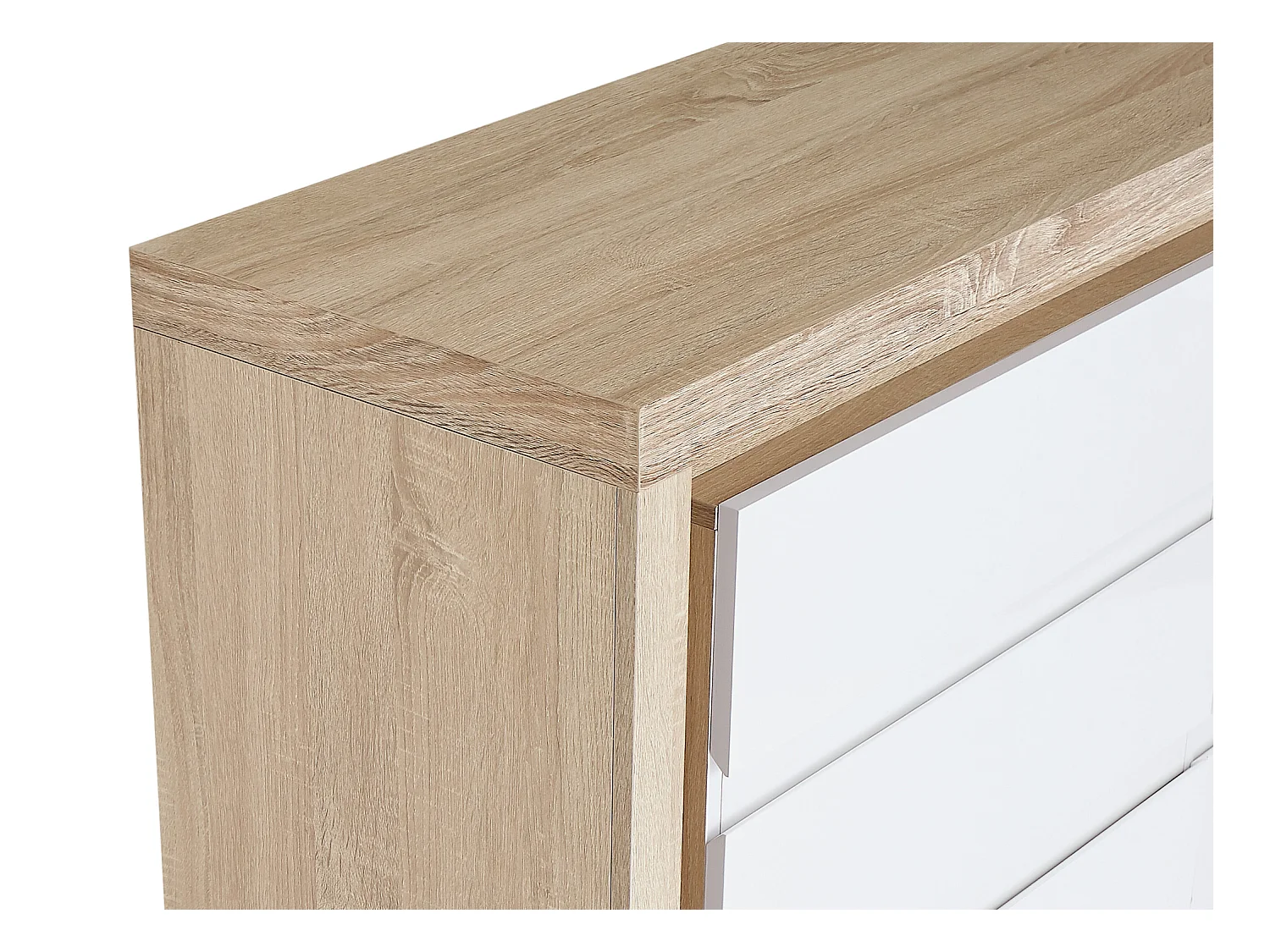 Cómoda de 6 cajones - Con LEDs - MDF - Blanco lacado y natural - FLARANCIA