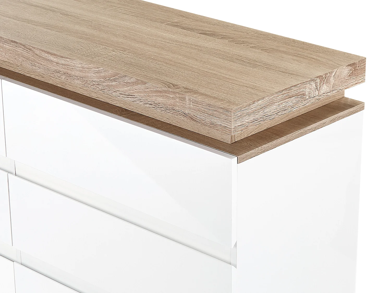 Ladekast met 6 lades - Met ledverlichting - Mdf - Wit gelakt en naturel - FLARANCIA