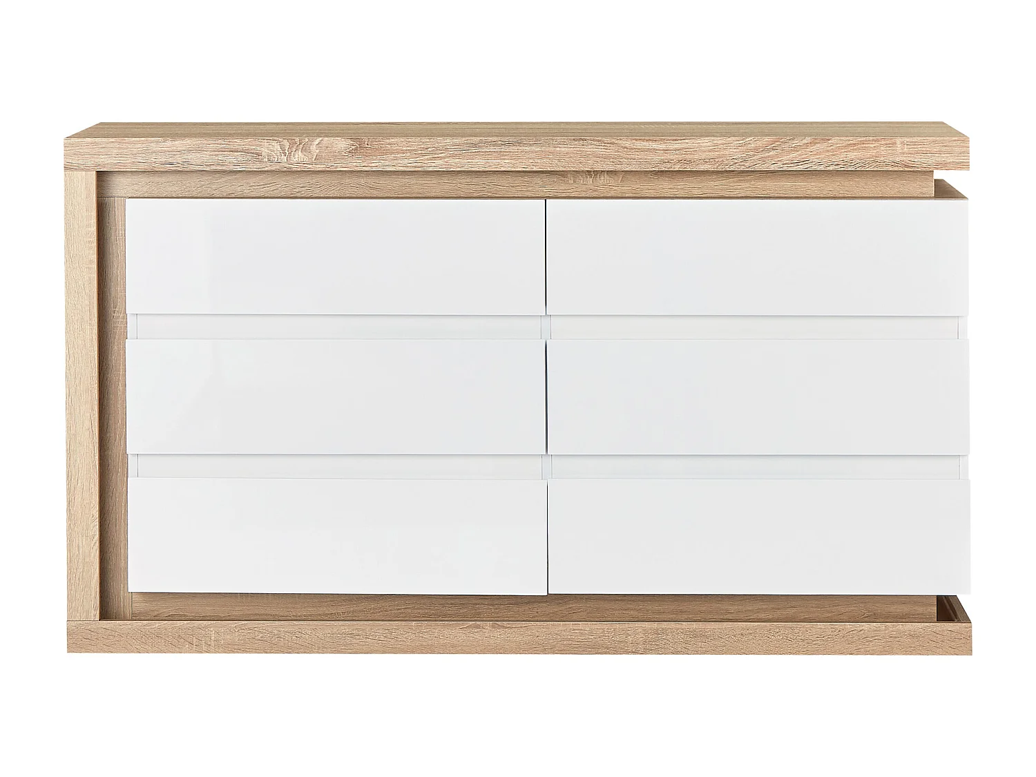 Ladekast met 6 lades - Met ledverlichting - Mdf - Wit gelakt en naturel - FLARANCIA