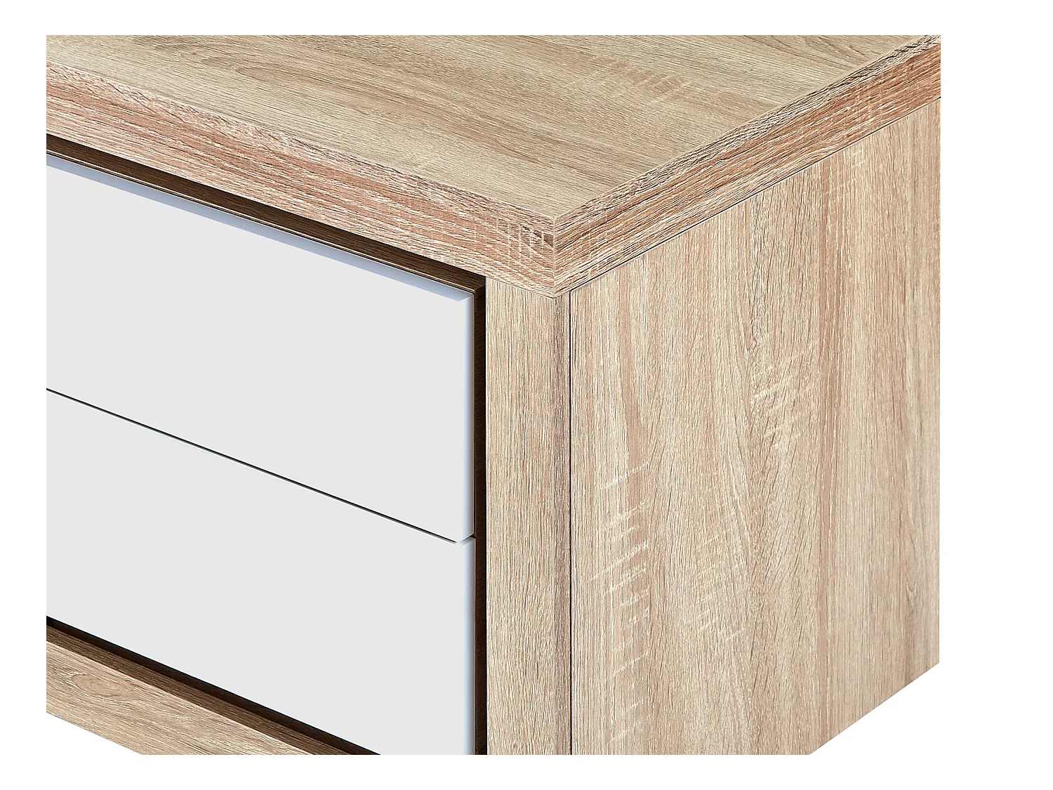 Comodino lato destro con 2 cassetti Con LED Bianco laccato e Naturale - FLARANCIA