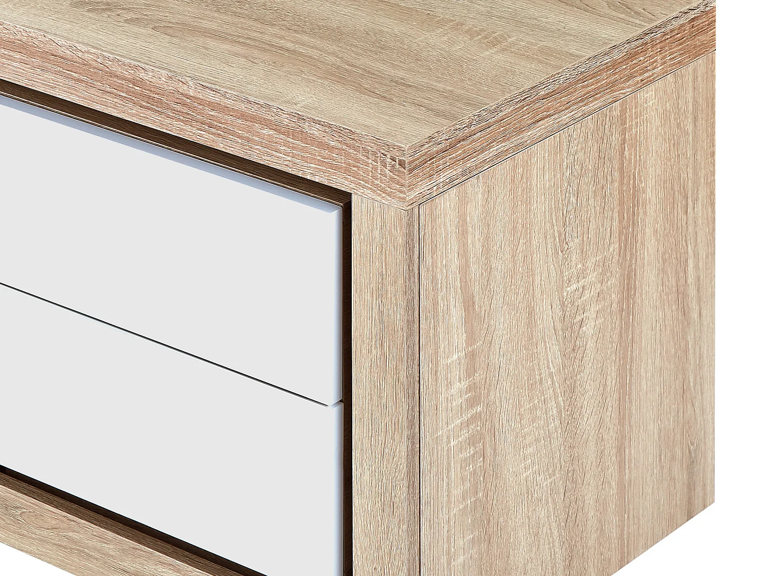 Nachtkastje rechterkant met 2 lades - Met ledverlichting - Wit gelakt en naturel - FLARANCIA