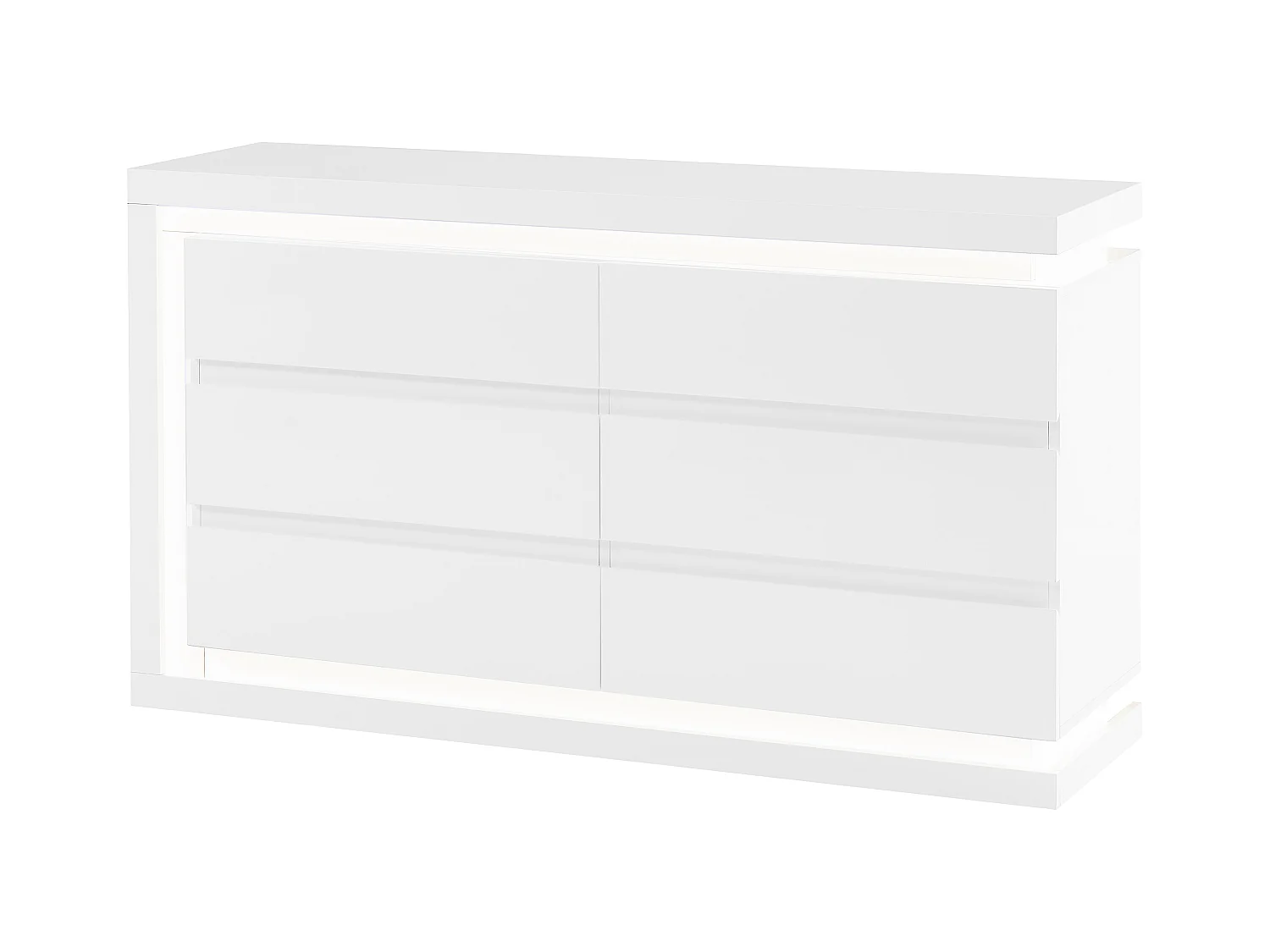 Commode 6 tiroirs - Avec LEDs - MDF - Blanc laqué - FLARANCIA
