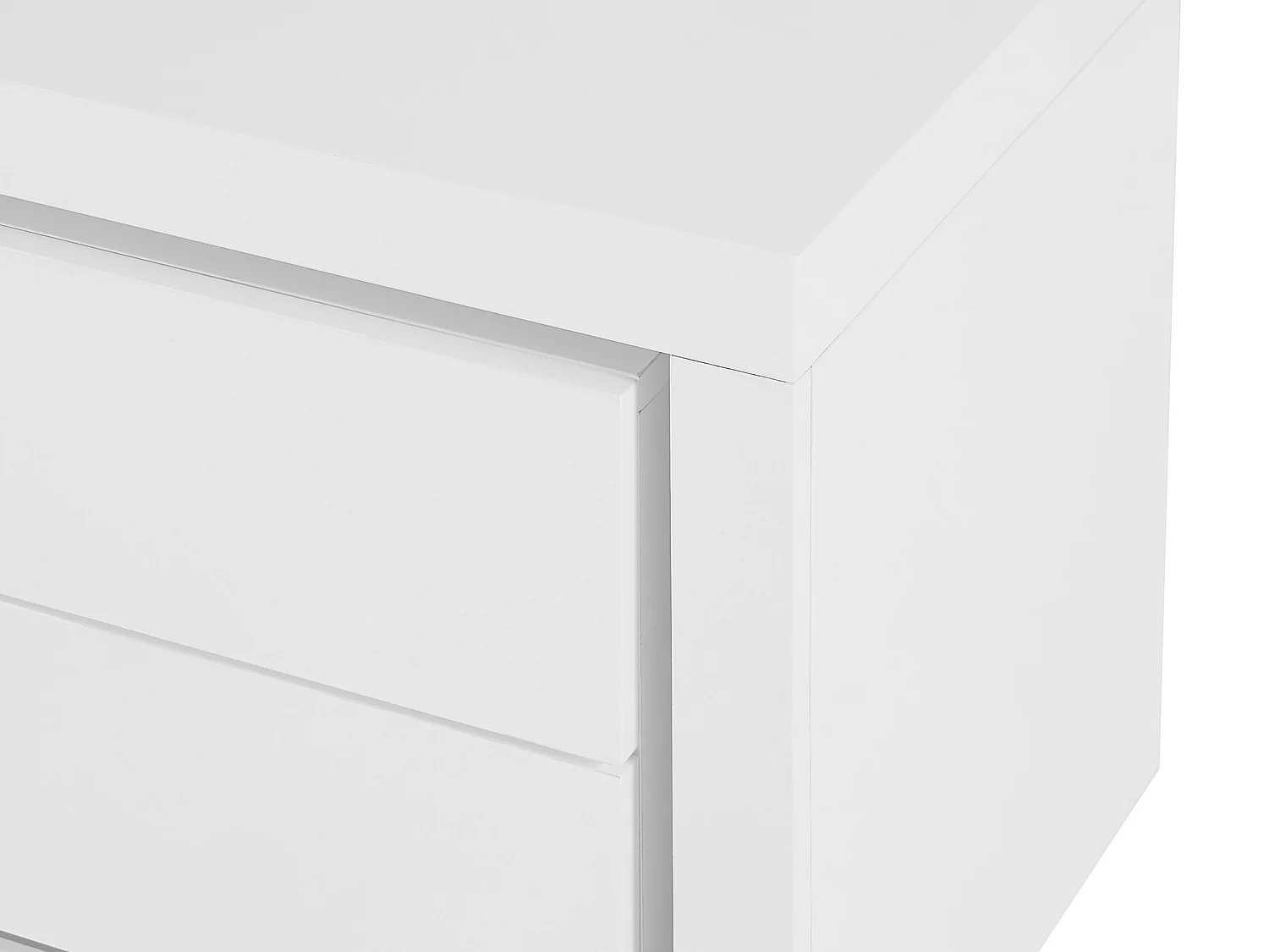 Table de chevet côté droit avec 2 tiroirs - Avec LEDs - Blanc laqué - FLARANCIA