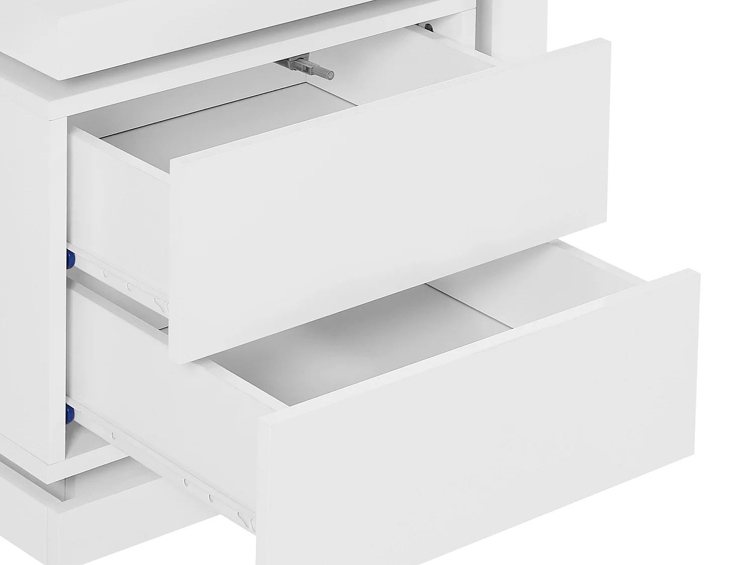 Table de chevet côté droit avec 2 tiroirs - Avec LEDs - Blanc laqué - FLARANCIA