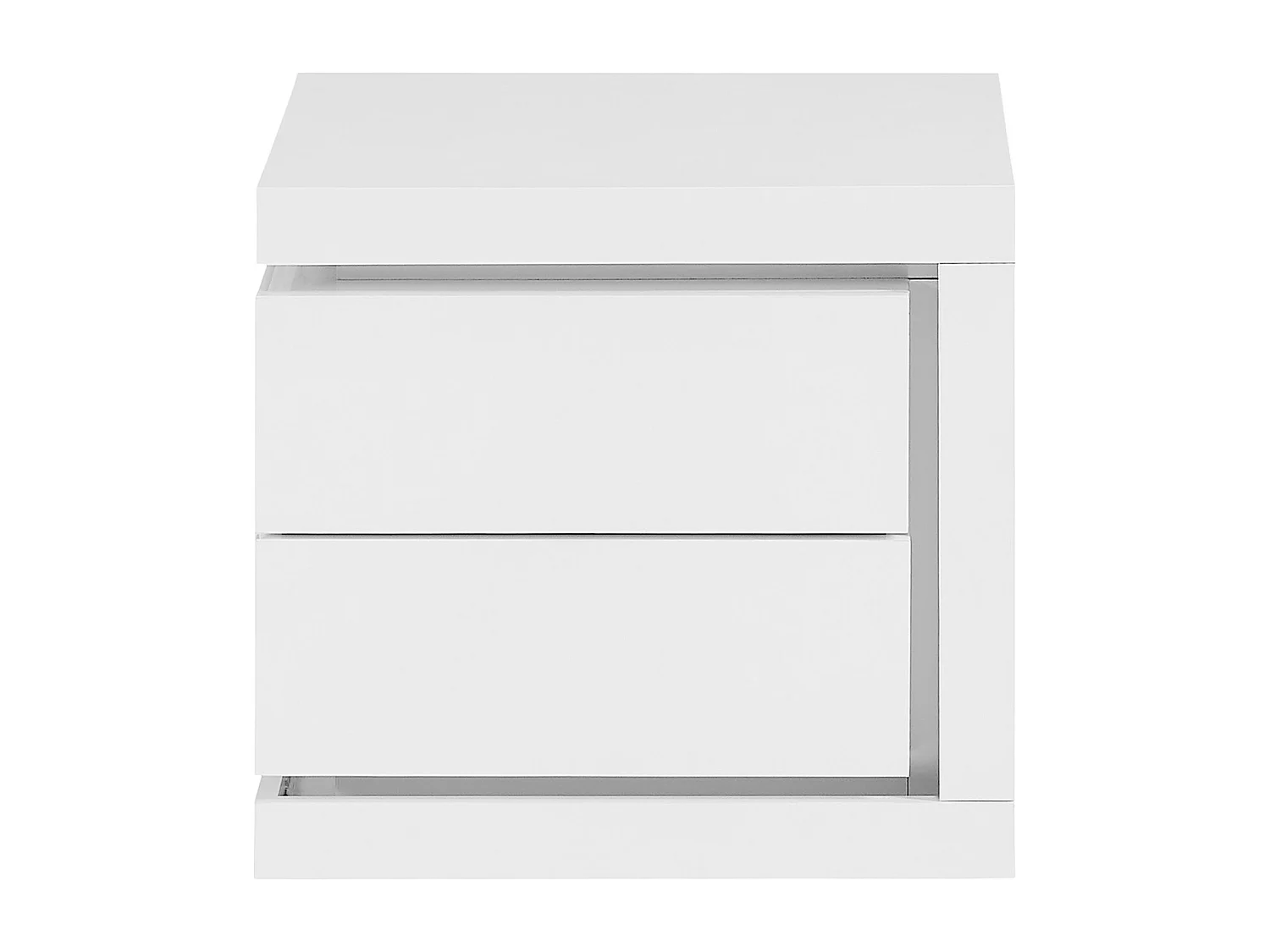 Table de chevet côté droit avec 2 tiroirs - Avec LEDs - Blanc laqué - FLARANCIA