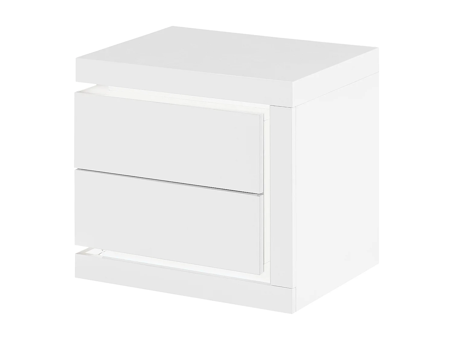 Table de chevet côté droit avec 2 tiroirs - Avec LEDs - Blanc laqué - FLARANCIA