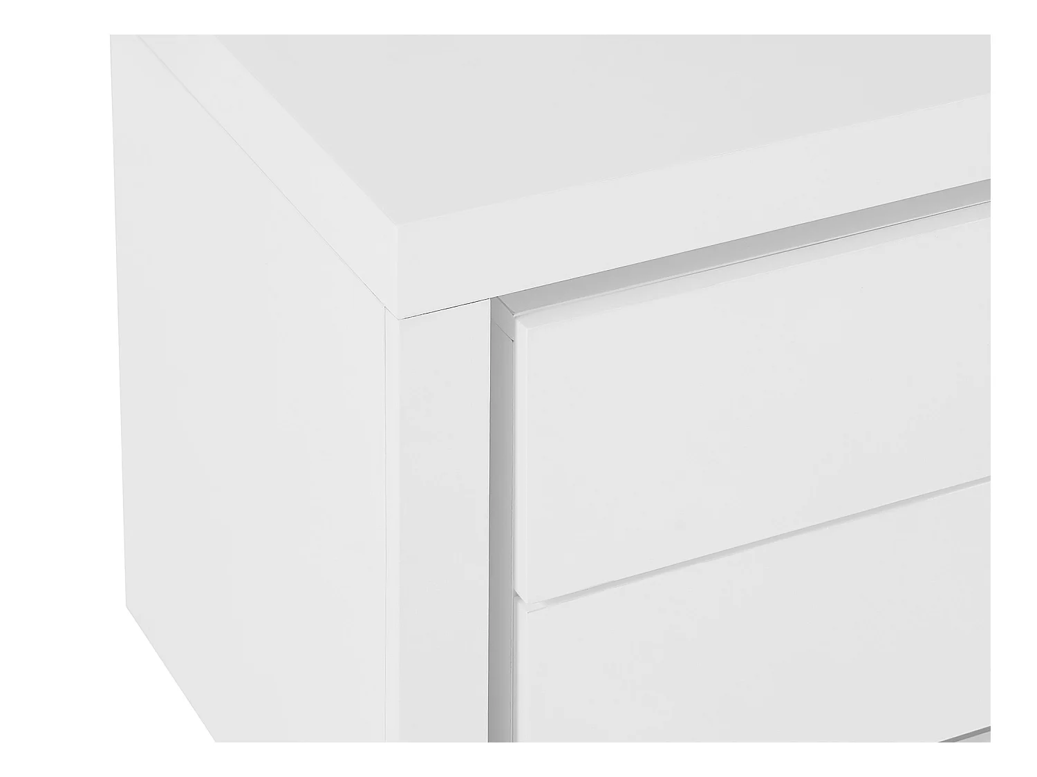 Nachttisch mit 2 Schubladen - linke Seite - Mit LED-Beleuchtung - Weiß lackiert - FLARANCIA