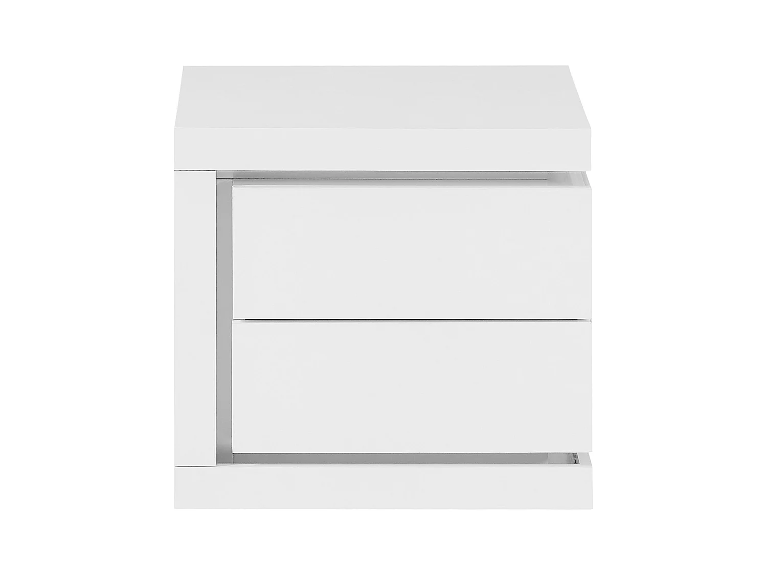 Nachttisch mit 2 Schubladen - linke Seite - Mit LED-Beleuchtung - Weiß lackiert - FLARANCIA