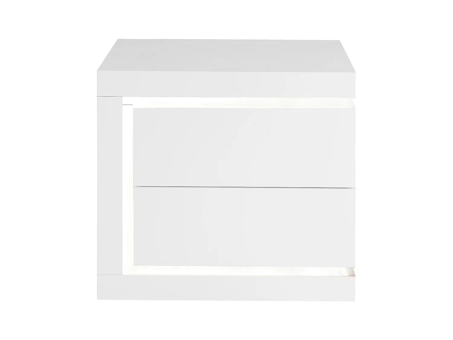Nachttisch mit 2 Schubladen - linke Seite - Mit LED-Beleuchtung - Weiß lackiert - FLARANCIA