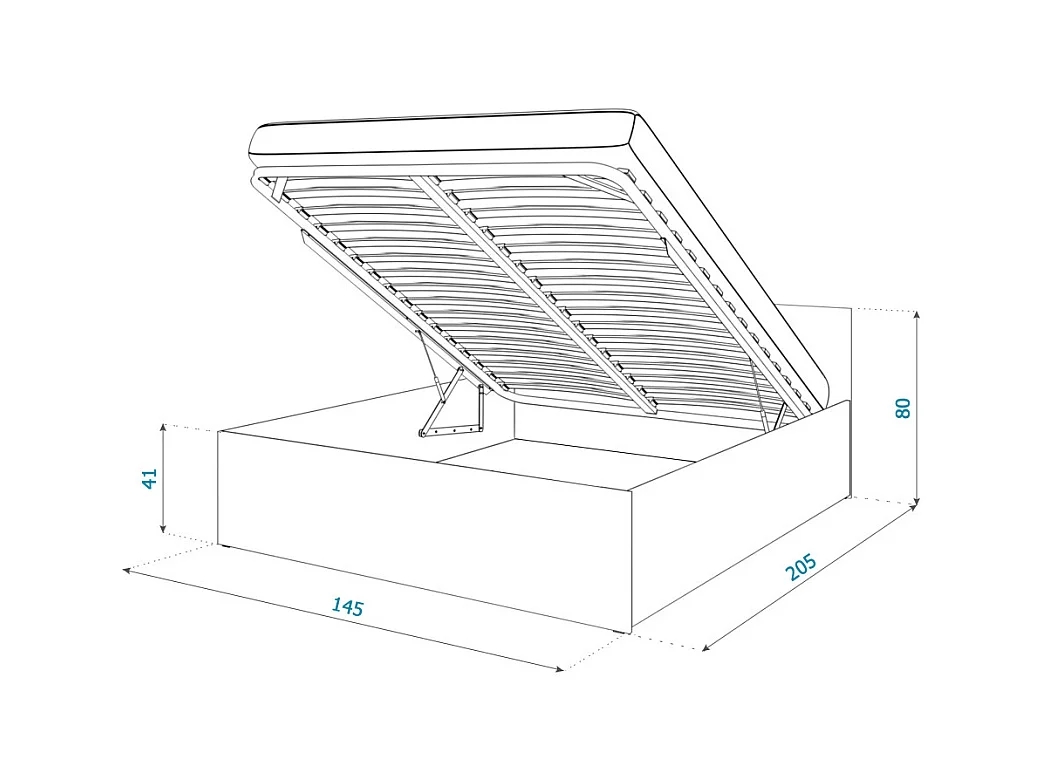 Lit Panama 140x200 + coffre - Sommier inclus Chêne